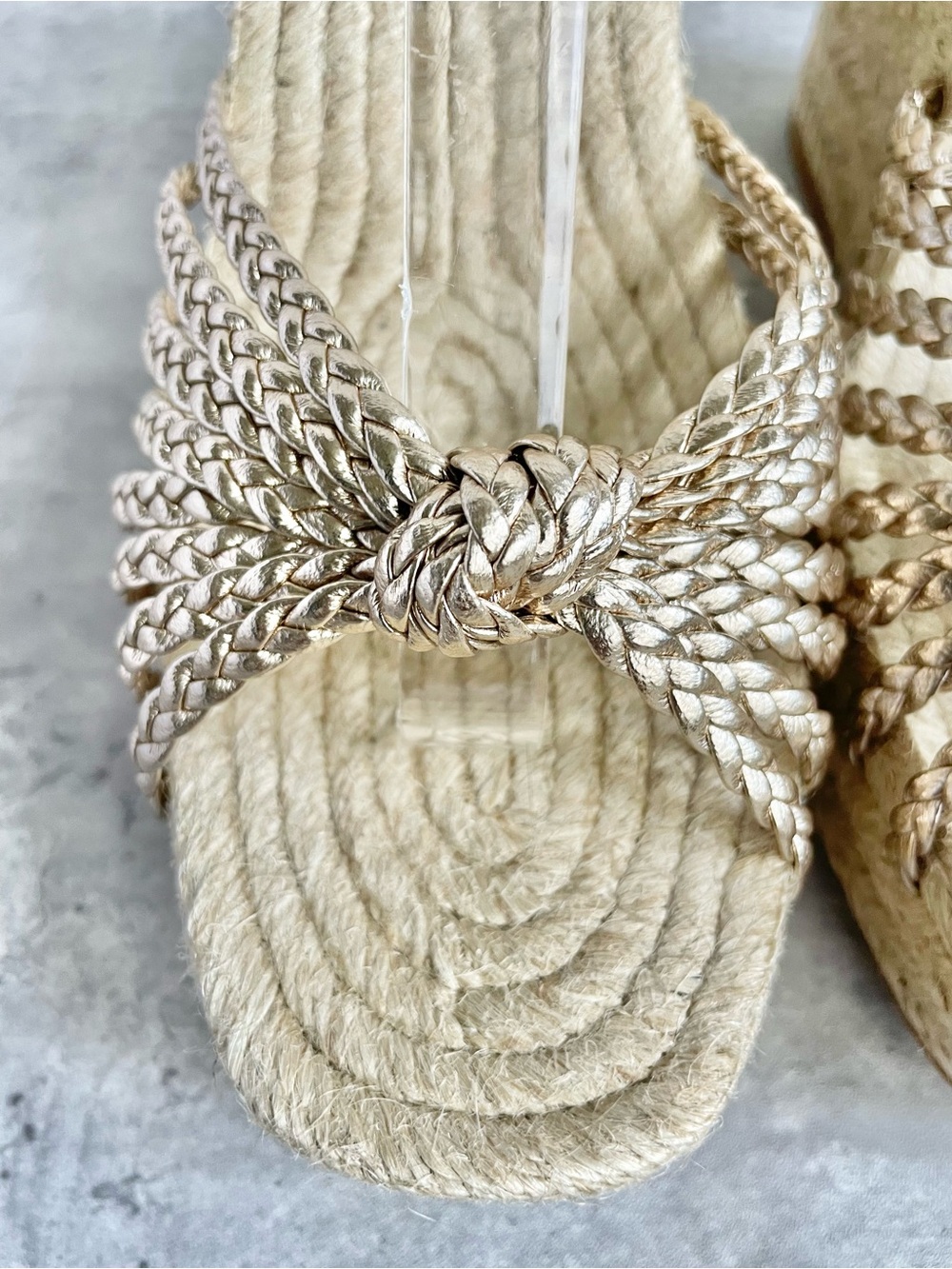 Loeffler Randall Pamela Mignon Knotted Metallic Leather Wedge Sandals 9.5 NIB - Picture 13 of 16